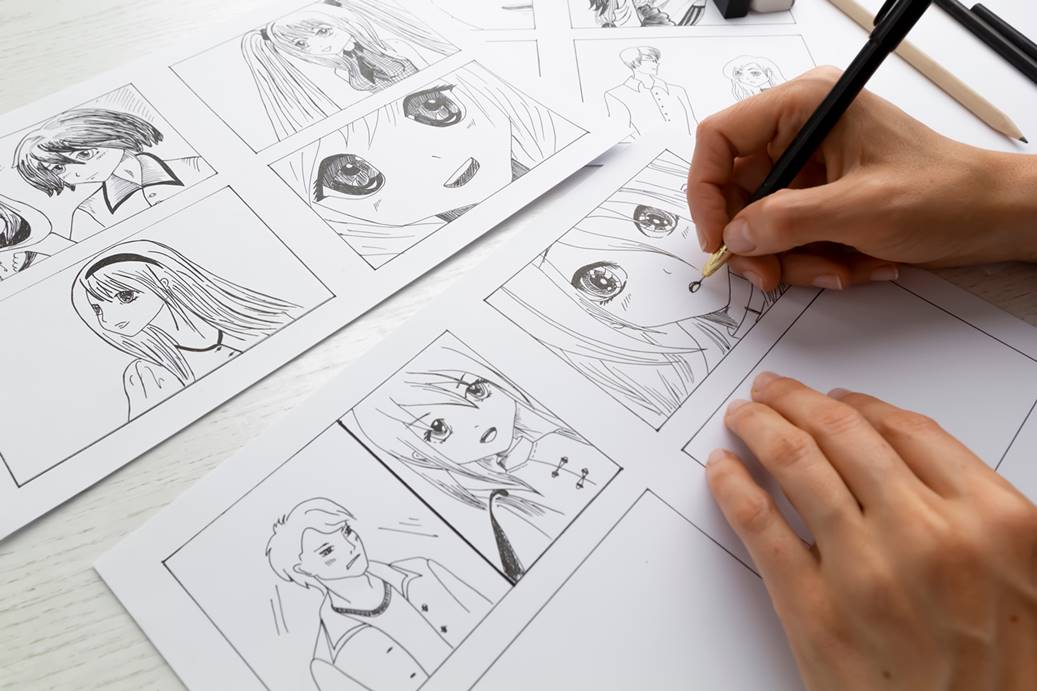 Young artist sketching their favorite anime character in Westminster, CA