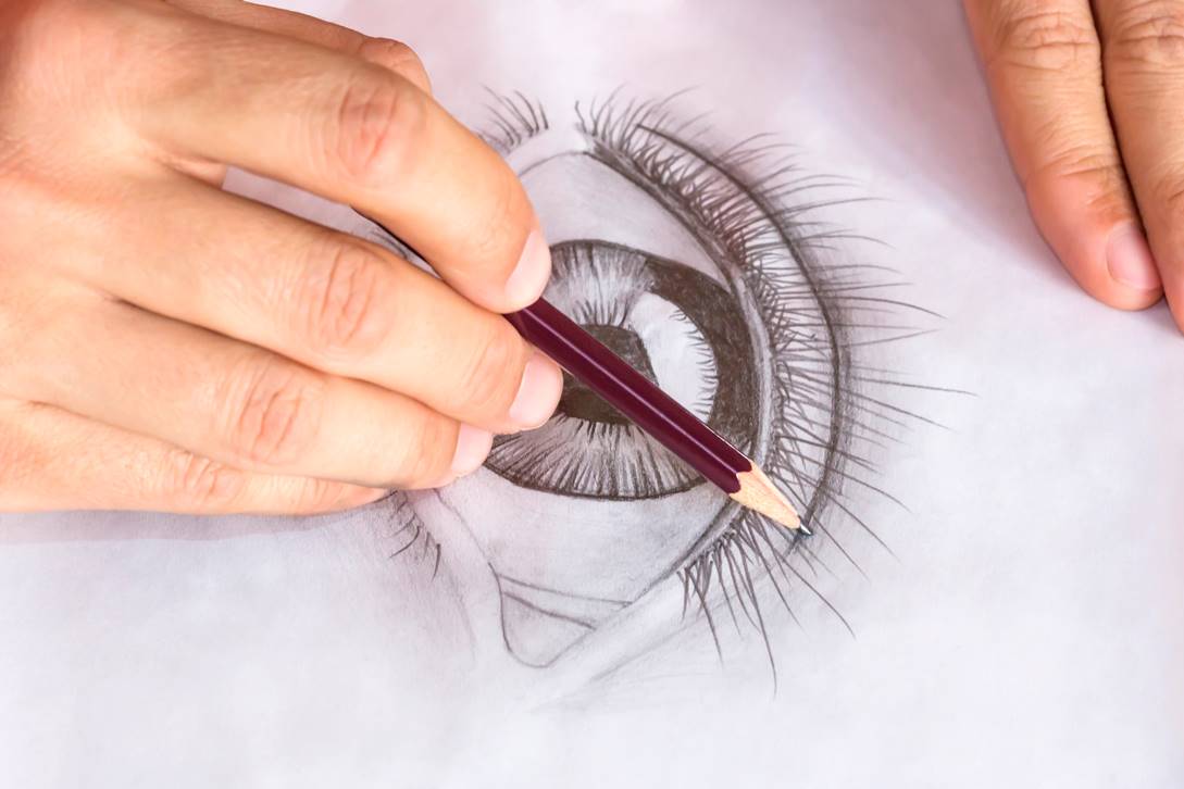 Instructor teaching pencil sketching to students in Westminster, CA