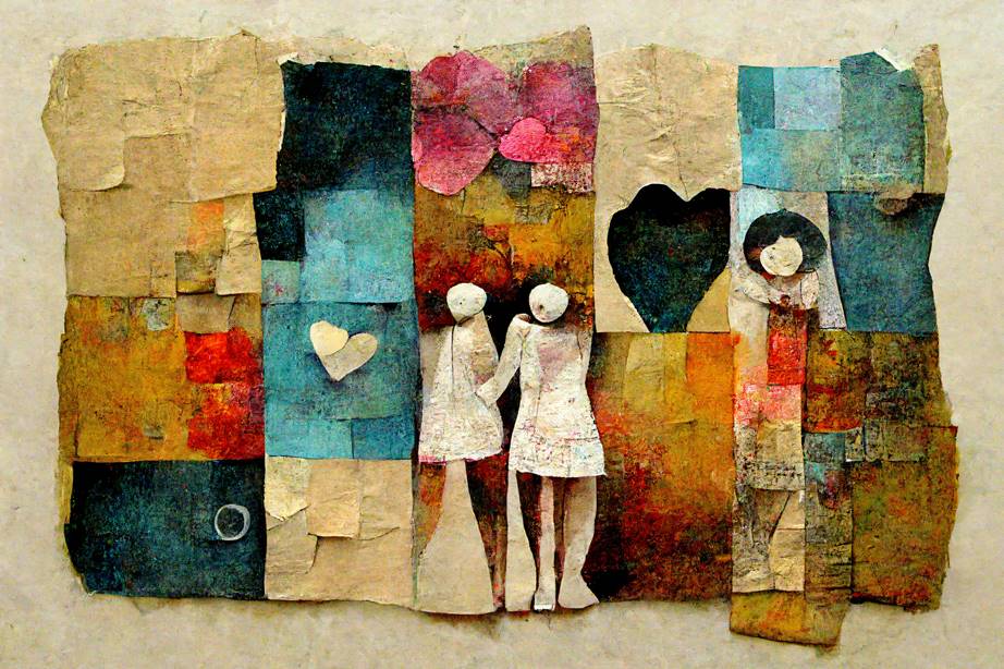 Group of students exploring mixed-media art projects in class